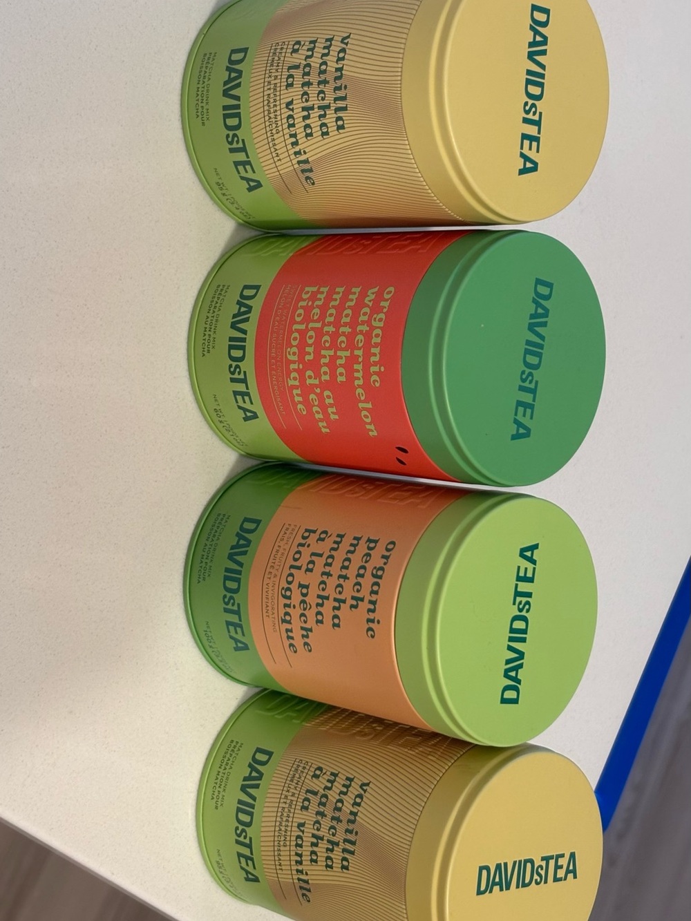 DAVIDsTEA Colorful Organic Matcha Tin Bundle - 4 TINS, but 5 packs IN TOTAL